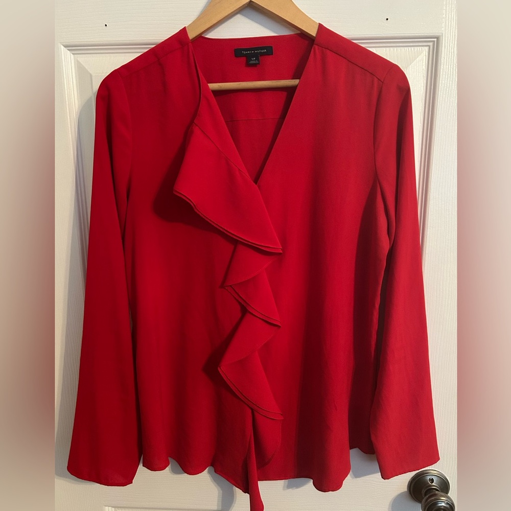 Tommy Hilfiger Red Ruffle Blouse